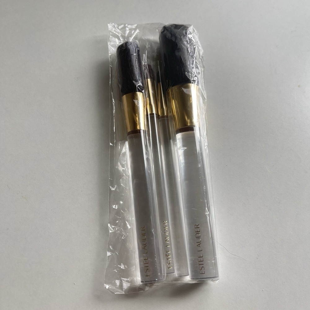 Vtg 4 Set Estee Lauder Makeup Brushes Face Cheeks Eyes Powder/Bronzer Clear Gold